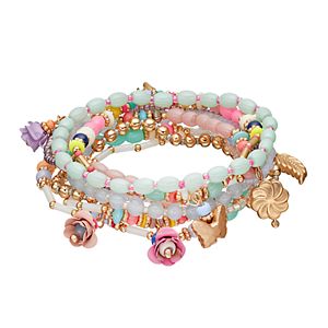 Mudd® Rosette, Butterfly & Leaf Charm Beaded Stretch Bracelet Set