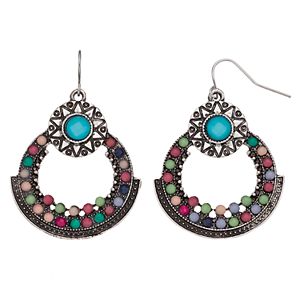 Mudd® Antiqued Starburst Nickel Free Drop Hoop Earrings