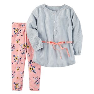 Toddler Girl Carter's Peplum Top & Floral Leggings Set