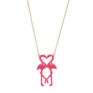 Mudd® Long Pink Flamingo Heart Necklace