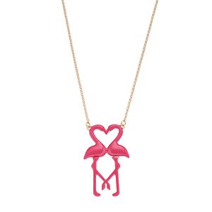 Mudd® Long Pink Flamingo Heart Necklace