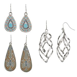 Mudd® Teardrop & Helix Nickel Free Drop Earring Set