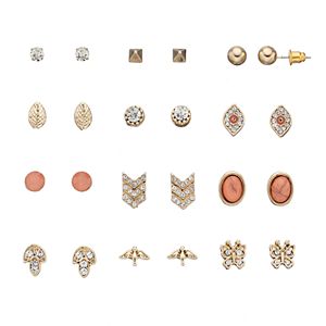 Mudd® Butterfly, Bird, Leaf & Evil Eye Stud Earring Set