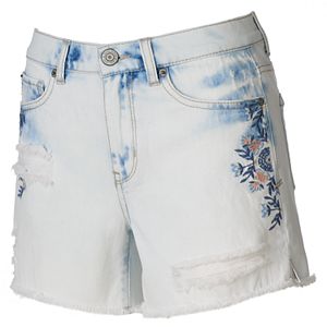 Juniors' Mudd® High Waisted Ripped Midi Shorts