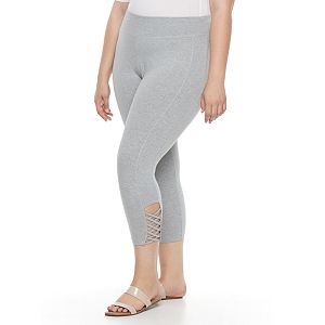 Plus Size French Laundry Cutout Keyhole Capri Leggings