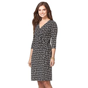 Women's Chaps Geometric Faux-Wrap Dress