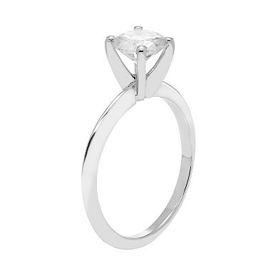 14k White Gold 1 Carat T.W. Lab-Created Moissanite Engagement Ring