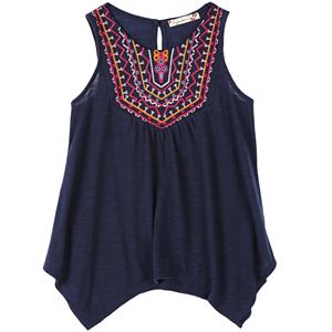Girls 7-16 Speechless Embroidered Sharkbite Hem Tank Top