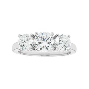 14k White Gold 2 1/2 Carat T.W. Lab-Created Moissanite 3-Stone Anniversary Ring
