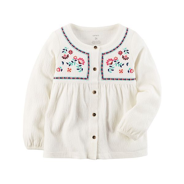 Girls 4-8 Carter's Embroidered Floral Button-Front Top