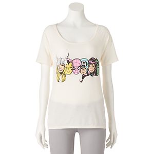 Juniors' Marvel Avengers Superheroes Cutout Back Graphic Tee