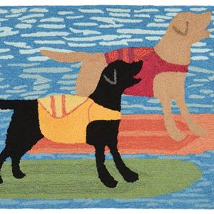 Trans Ocean Imports Liora Manne Front Porch Surfboard Dogs Indoor Outdoor Rug