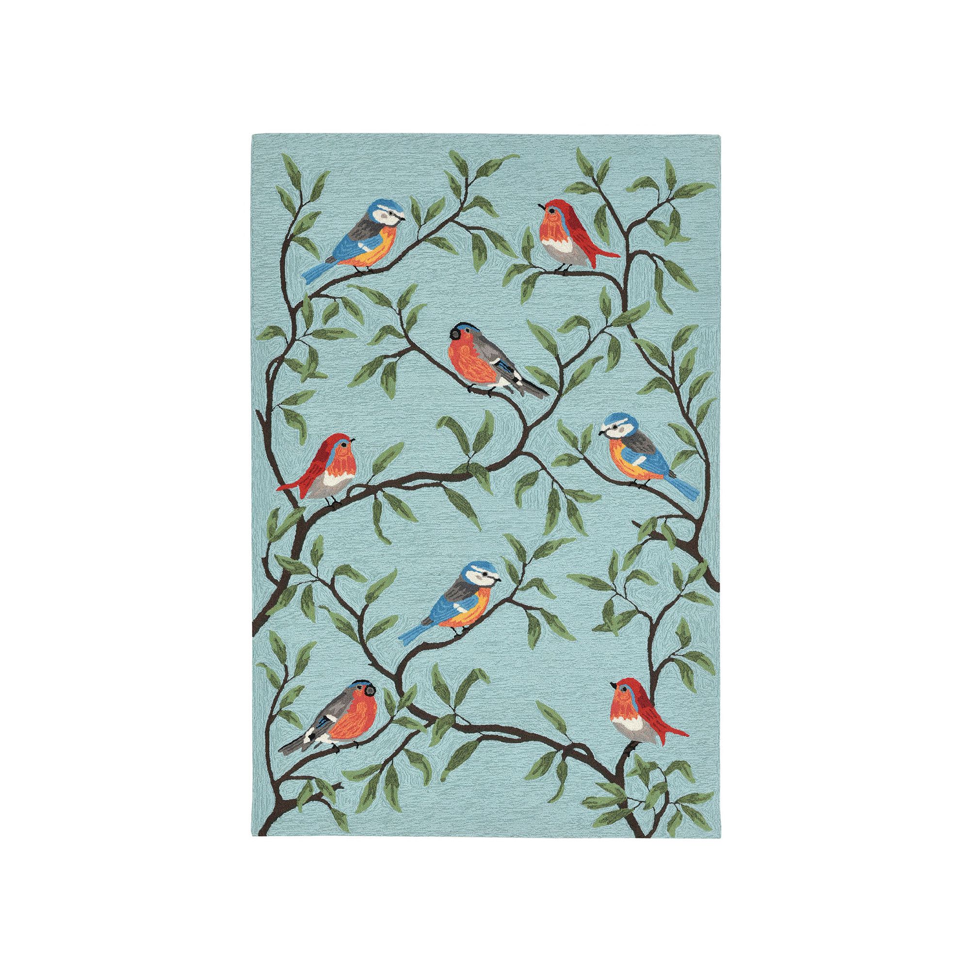 Liora Manne Ravella Birds on Branches Indoor Outdoor Rug, Blue