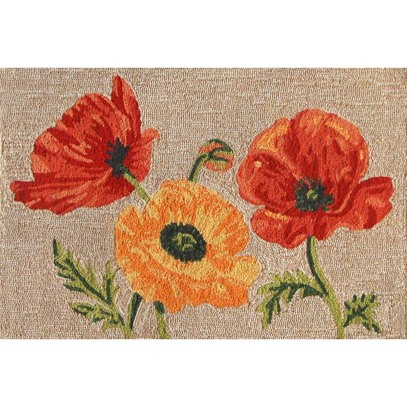 Liora Manne Ravella Icelandic Poppies Indoor Outdoor Rug, Natural, 7.5X9.5 Ft