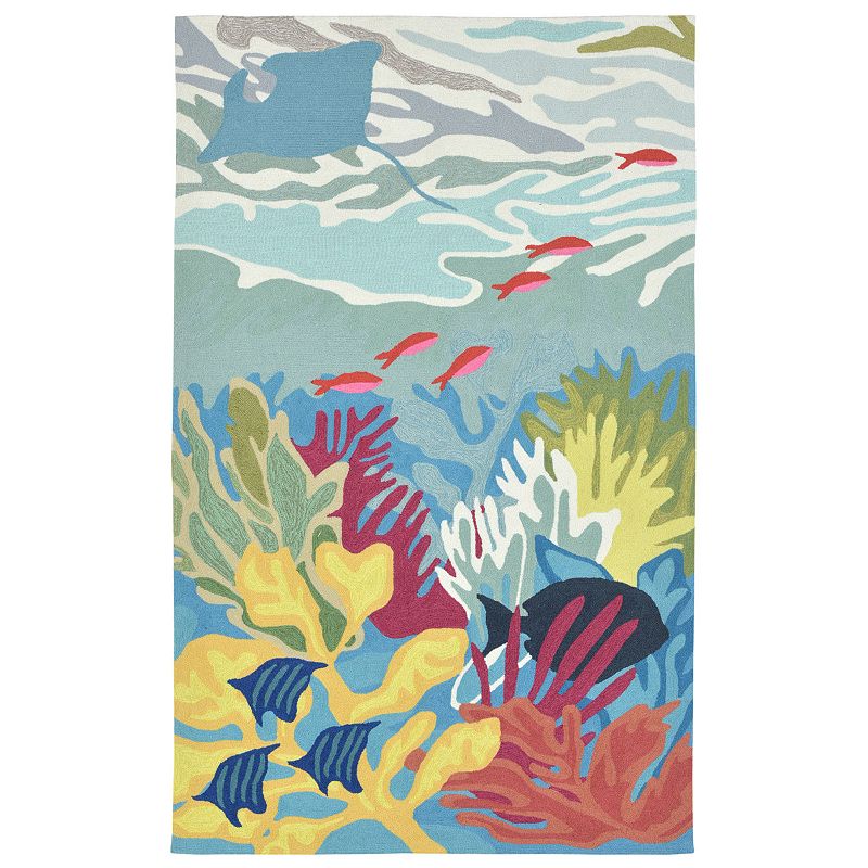 Liora Manne Ravella Ocean View Indoor Outdoor Rug, Blue, 7.5X9.5 Ft