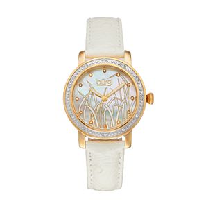 burgi Women's Reed Crystal Leather Watch