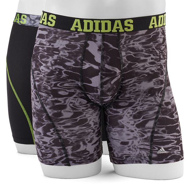 Adidas Men's Sport Performance Boxer Briefs (2 Pack) Undies Climacool  (Black, M) 