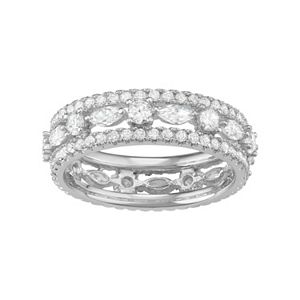 Journee Collection Sterling Silver Cubic Zirconia Geometric Eternity Wedding Ring
