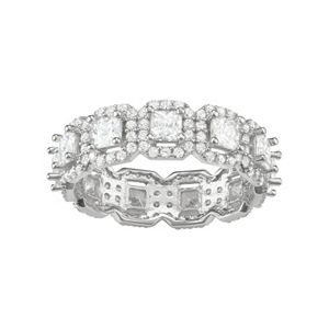 Journee Collection Sterling Silver Cubic Zirconia Halo Eternity Anniversary Ring