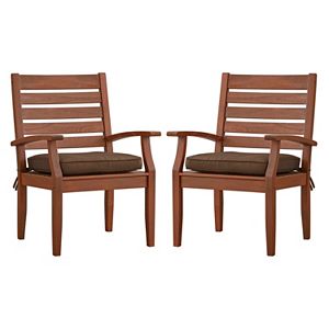 HomeVance Glen View Brown Patio Arm Dining Chair 2-piece Set