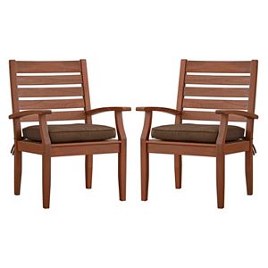 HomeVance Glen View Brown Patio Arm Dining Chair 2-piece Set