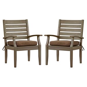 HomeVance Glen View Gray Patio Arm Dining Chair 2-piece Set