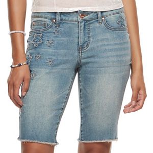 Juniors' Candie's® Embroidered Star Jean Bermuda Shorts