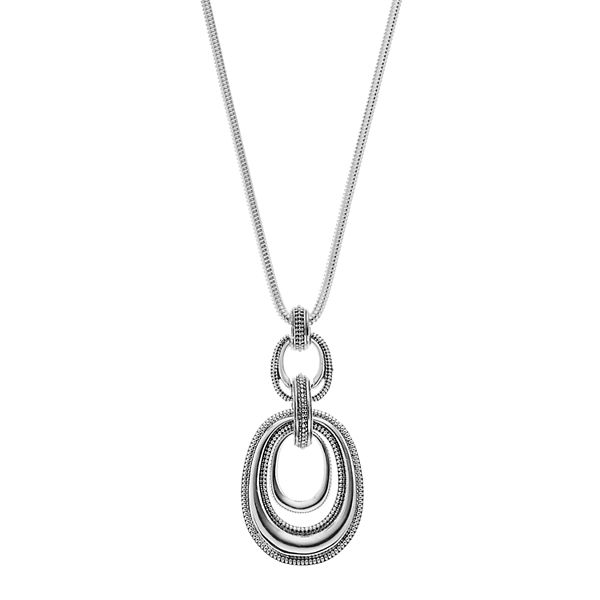 Napier Textured Oval Link Pendant Necklace