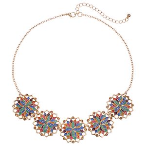 Multi Color Floral Medallion Necklace