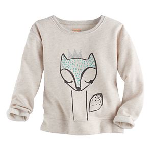 Toddler Girl Jumping Beans® Glittery Fox Fleece Pullover