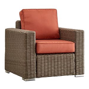 HomeVance Ravinia Mocha Wicker Patio Arm Chair