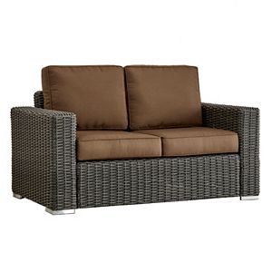 HomeVance Ravinia Charcoal Wicker Patio Loveseat