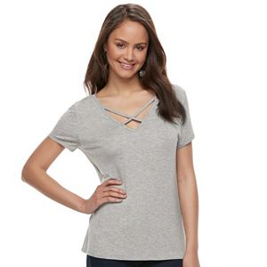 Juniors' SO® Solid Crisscross Tee