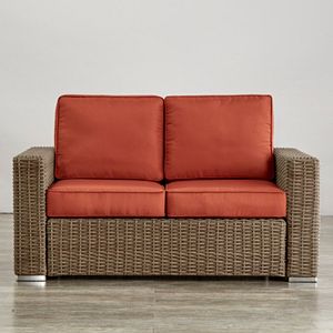 HomeVance Ravinia Mocha Wicker Patio Loveseat