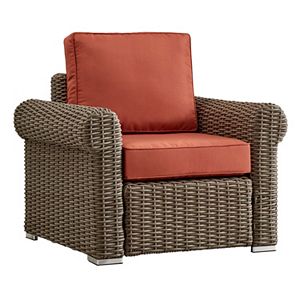HomeVance Ravinia Mocha Wicker Patio Round Arm Chair