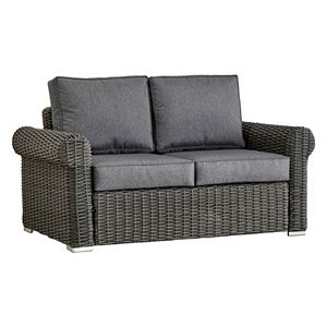HomeVance Ravinia Charcoal Wicker Patio Round Arm Loveseat