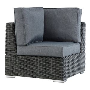 HomeVance Ravinia Charcoal Wicker Patio Corner Chair