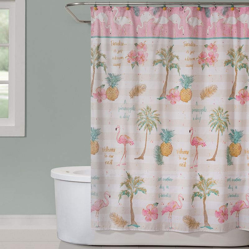 UPC 036326546984 product image for Saturday Knight, Ltd. Flamingo Garden Shower Curtain, Pink | upcitemdb.com