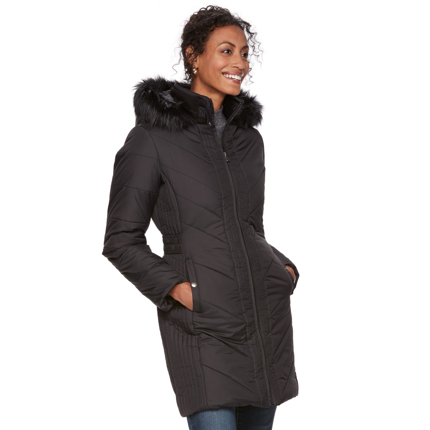 womens long puffer coats with fur hood