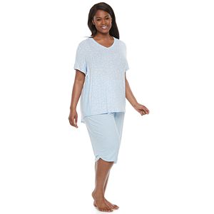 Plus Size Croft & Barrow® Pajamas: Butterknit V-Neck Tee & Capris PJ Set