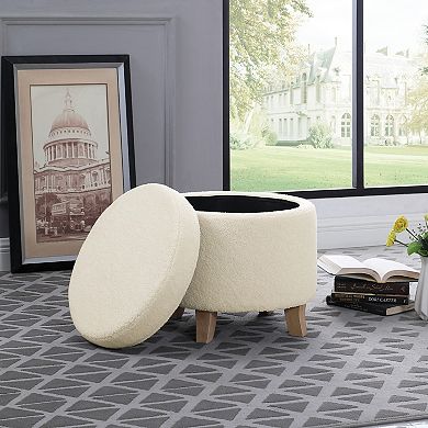 HomePop Cole Classics Round Storage Ottoman