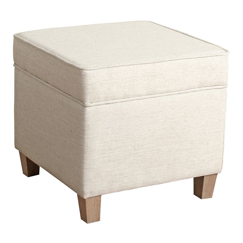 Cole Classics Square Storage Ottoman with Lift Off Top Linen - HomePop