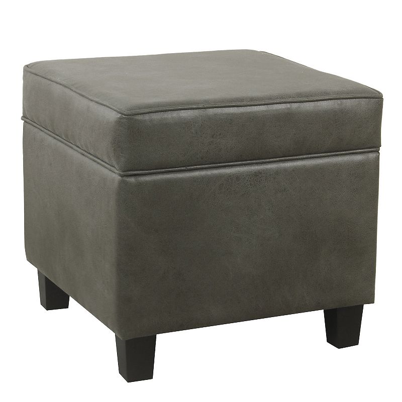 HomePop Cole Classics Square Storage Ottoman, Grey