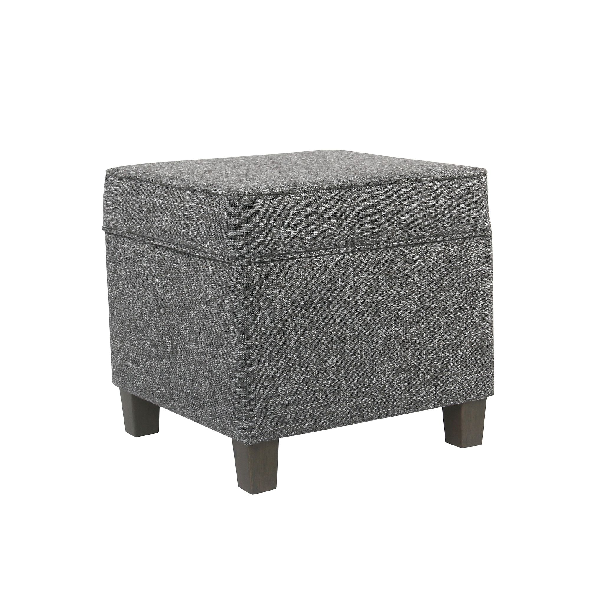 HomePop Cole Classics Square Storage Ottoman, Heathered Gray