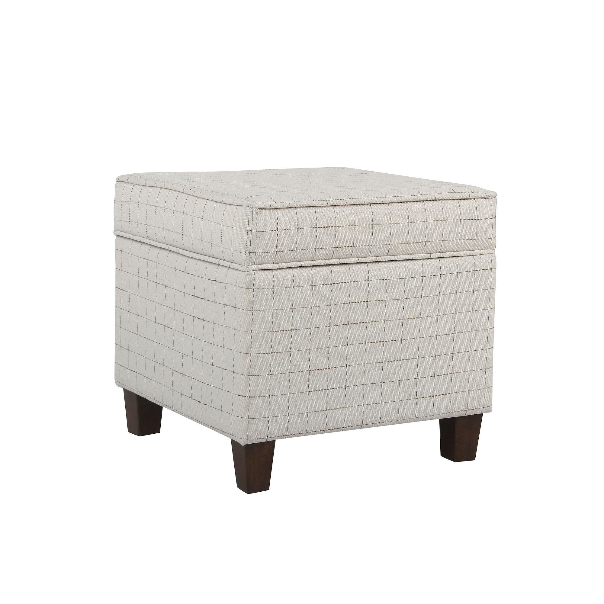 HomePop Cole Classics Square Storage Ottoman, Natural Window Pane