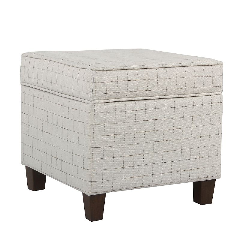 HomePop Cole Classics Square Storage Ottoman, White
