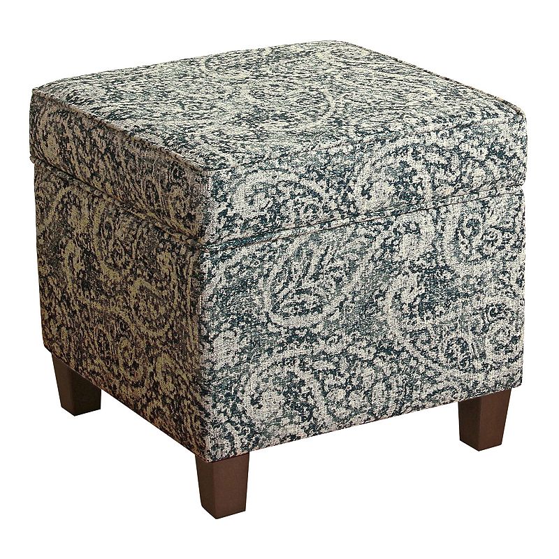 HomePop Cole Classics Square Storage Ottoman, Blue