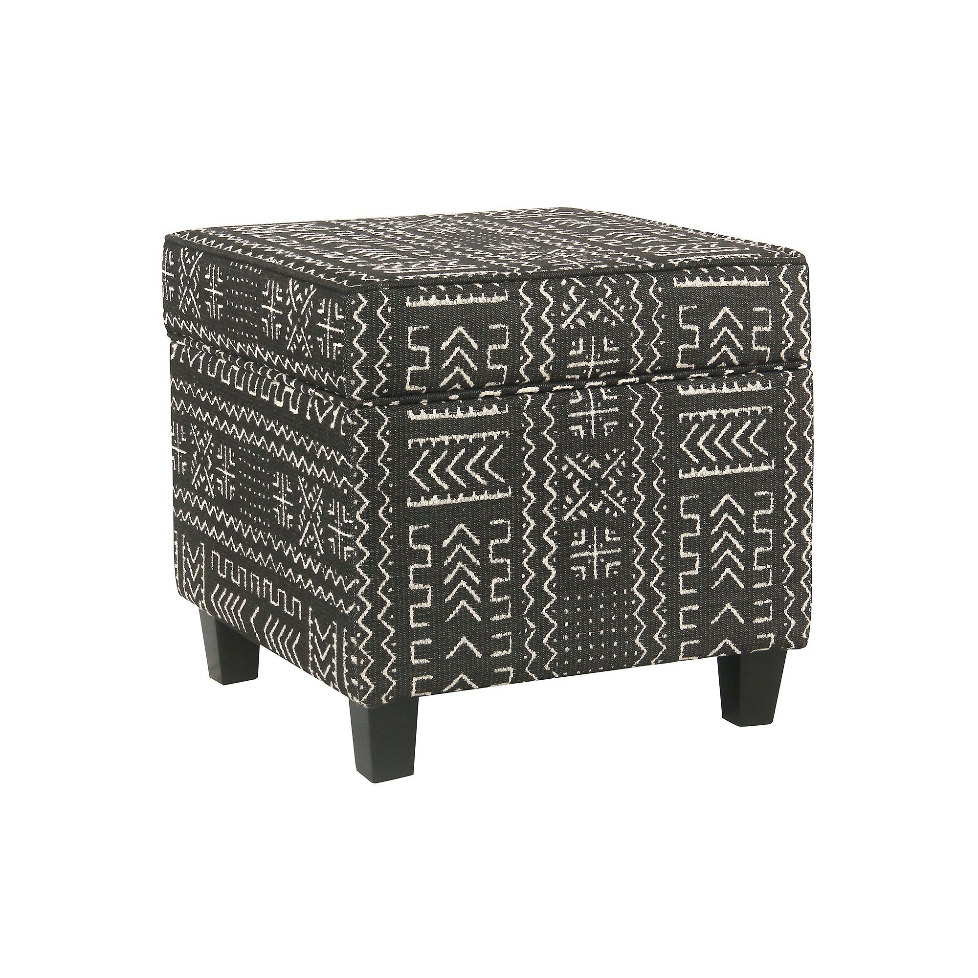 HomePop Cole Classics Square Storage Ottoman, Black