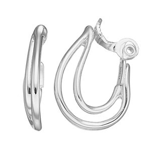 Napier Curved Nickel Free Clip On Double Drop Earrings