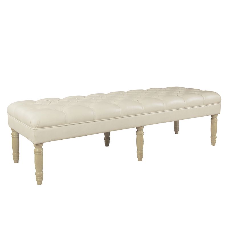 HomePop Layla Tufted Bench, White